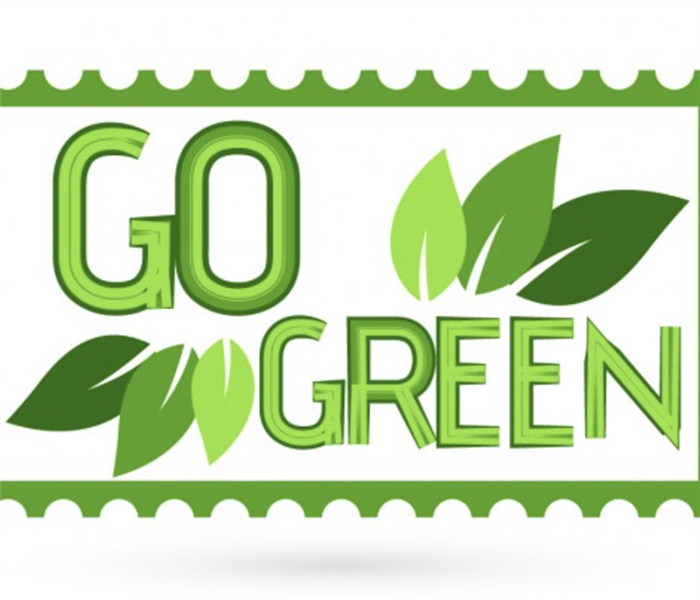 Wording that reads "Go green" 